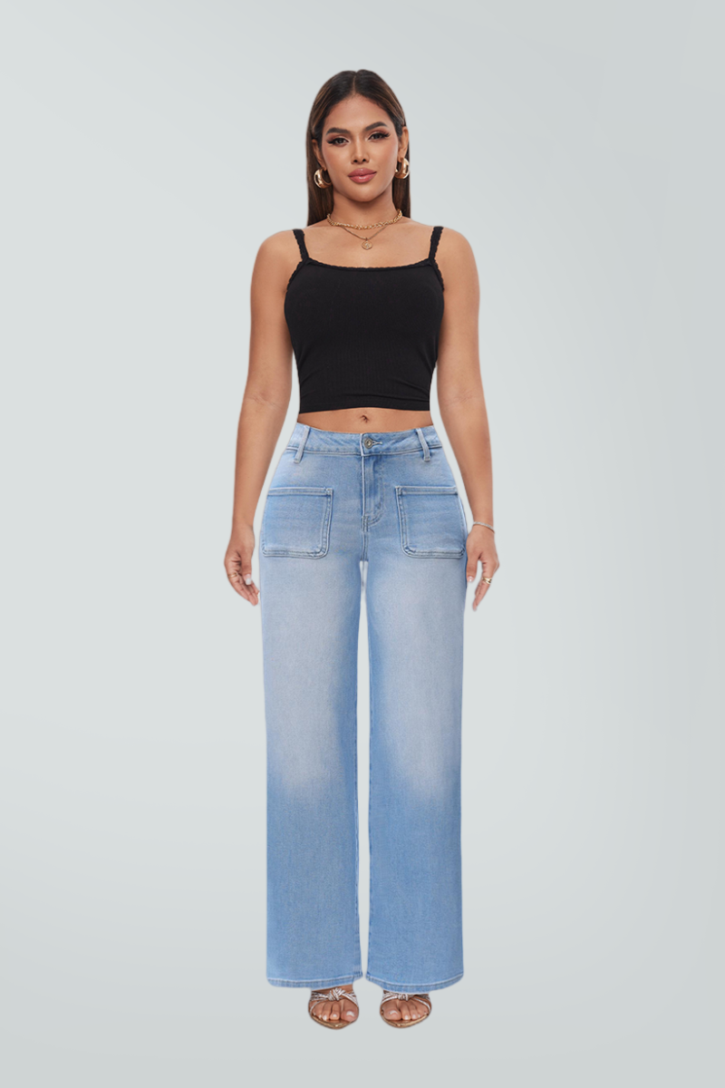 ONESO  Wide Leg BBL Jeans for Women Trendy Loose Stretchy Mid Low Rise Butts Lifting Baggy Jeans