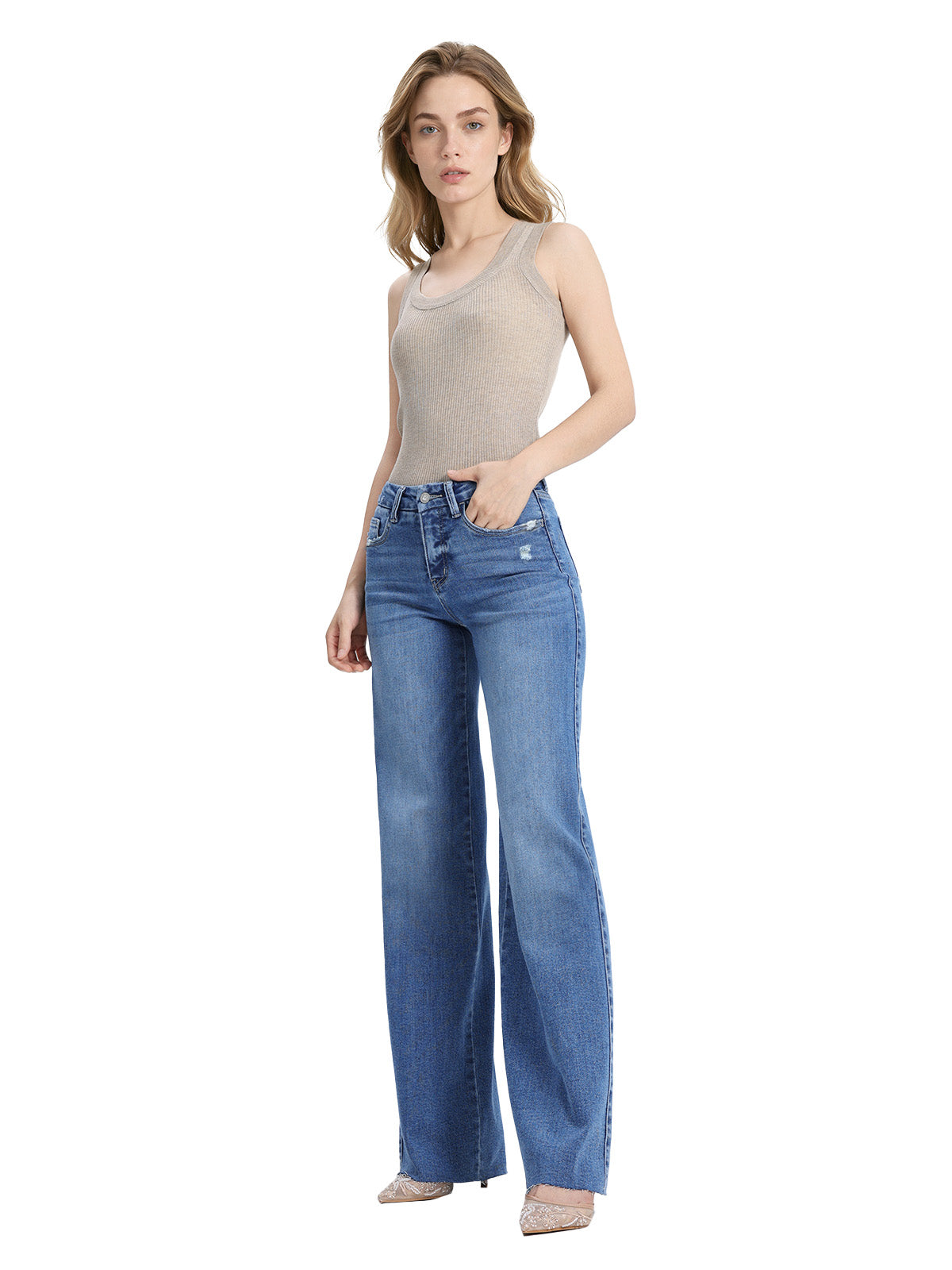ONESO Modern Mid Rise Wide Leg Jeans
