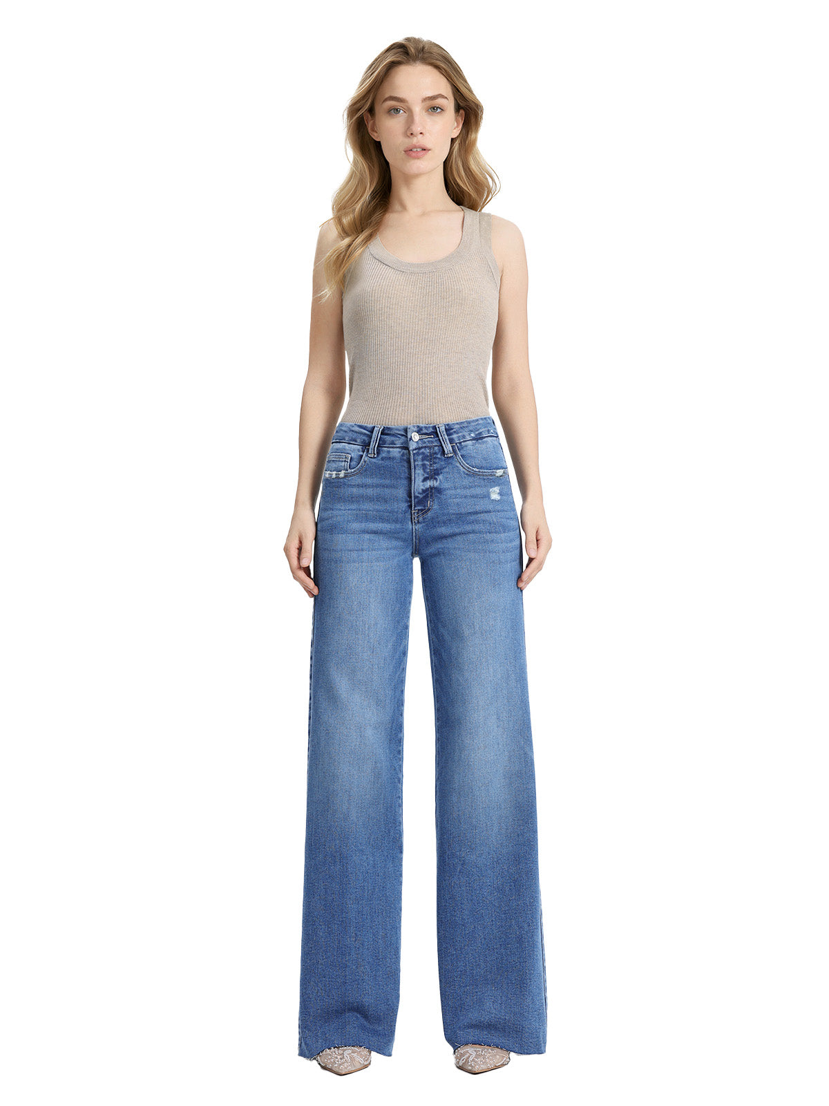 ONESO Modern Mid Rise Wide Leg Jeans
