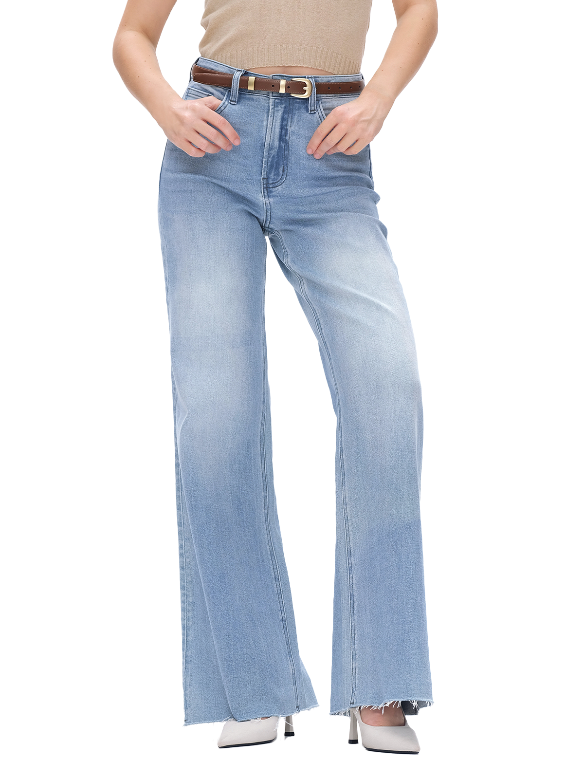 ONESO High Waist Light Blue Wide Leg Jeans