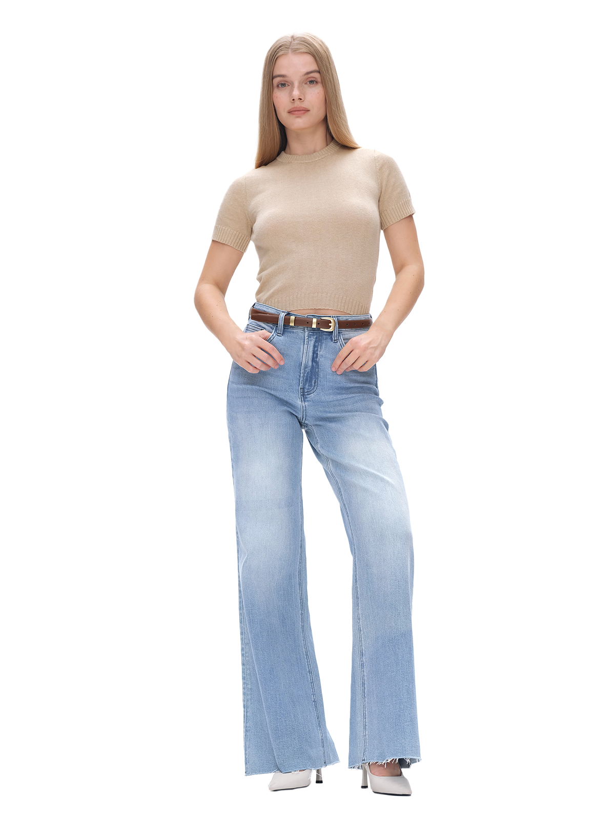 ONESO High Waist Light Blue Wide Leg Jeans