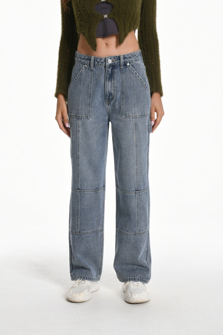 Womens Straight Leg  Cargo Jeans