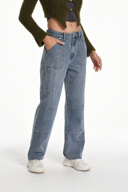 Womens Straight Leg  Cargo Jeans