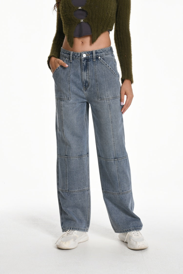 Womens Straight Leg  Cargo Jeans