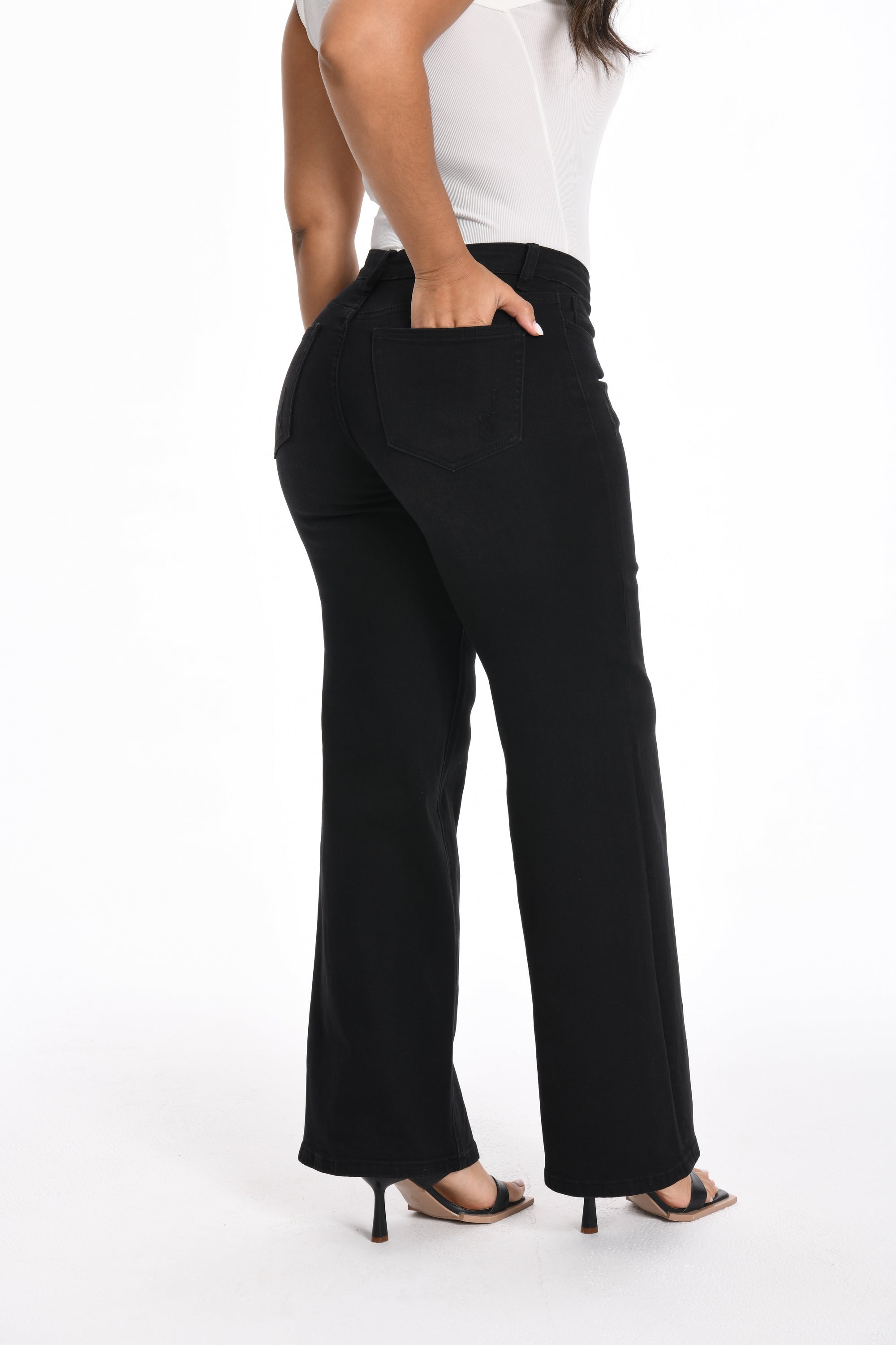 ONESO Women's Mid-Low Rise Baggy Wide Leg Stretch Jeans