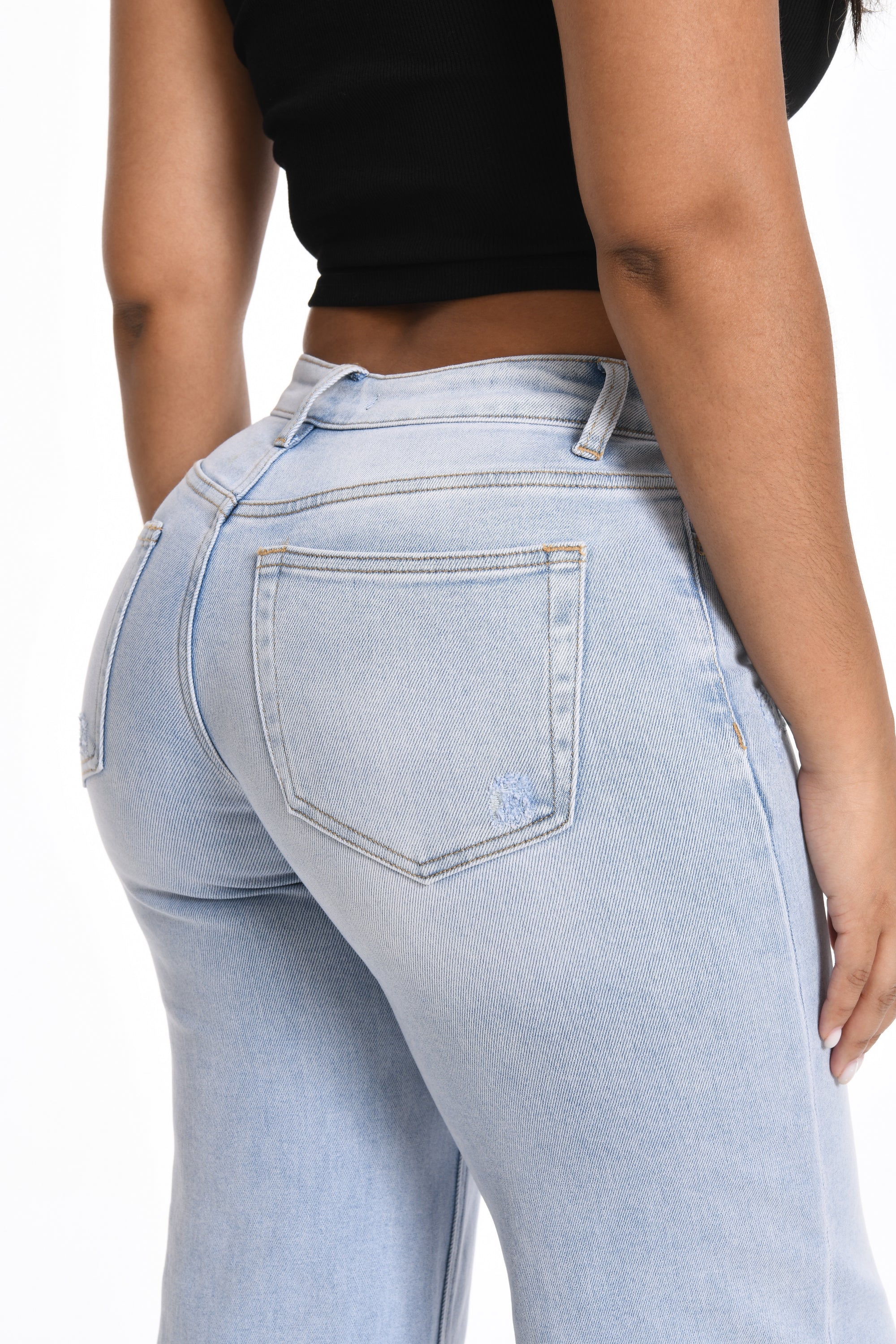ONESO Mid-Low Rise Baggy BBL Jeans Wide Leg for Women Distressed Pants Stretchy Bottom Lady Basic Comfortable Denim