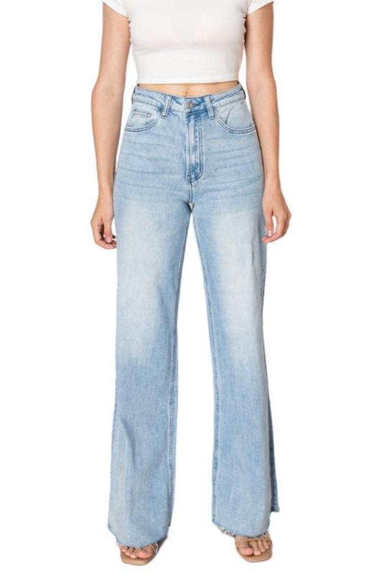 High Waisted Light Blue Wide Leg Jeans